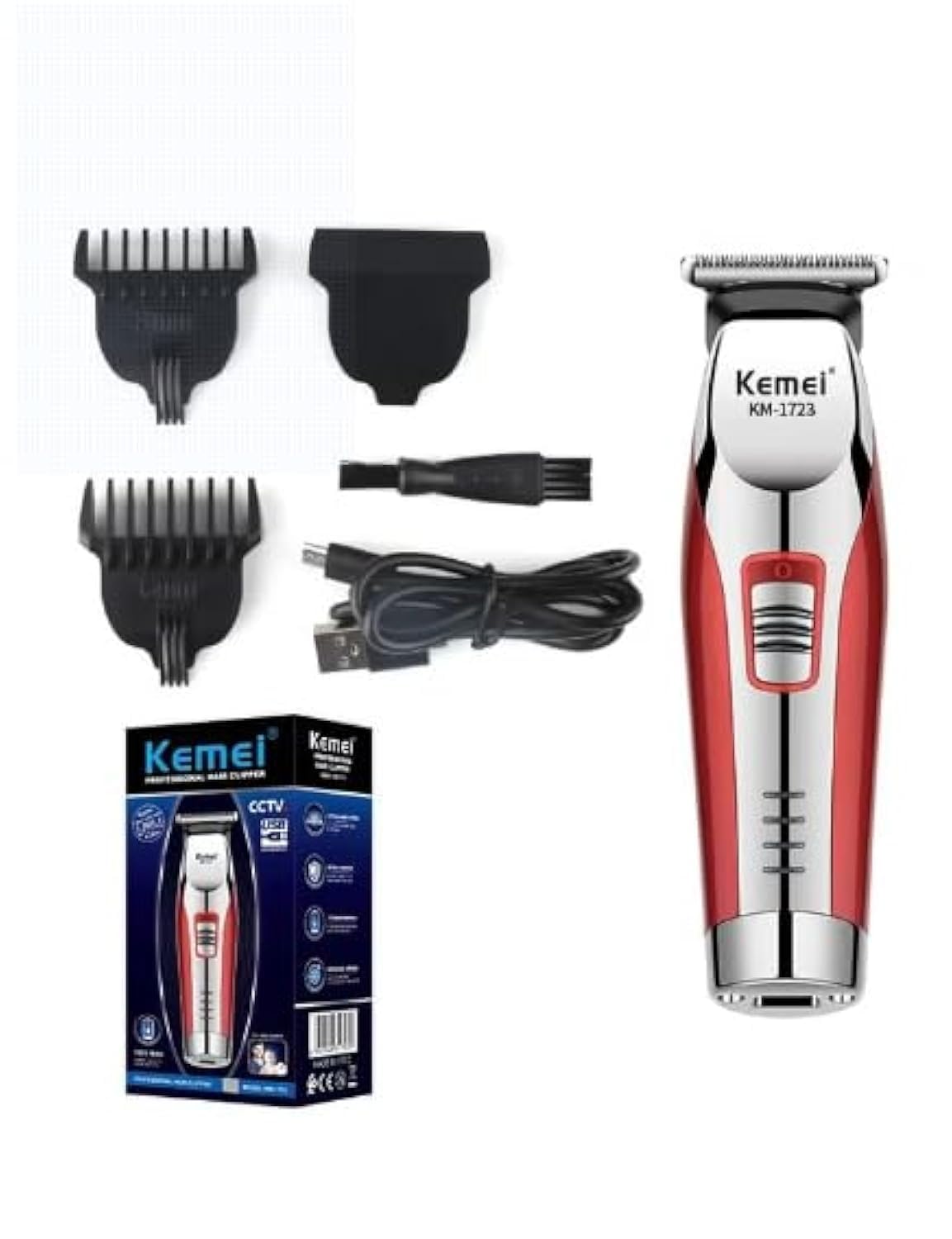 KEMEI 2 in 1 Hair Clipper Powerful Hair trimmer Electric Beard Trimmer For Men Hair Cutter Machine Haircut Barber Razor, KM-1723
