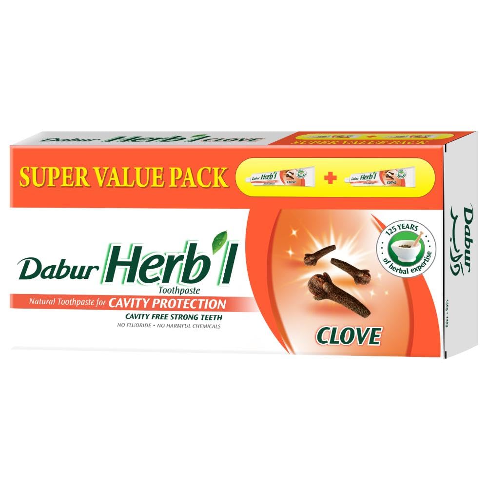 Dabur Herbal Cavity Protection Clove Toothpaste -140g (Pack of 2) | Enriched with Clove | Natural Toothpaste For Cavity Free Strong Teeth