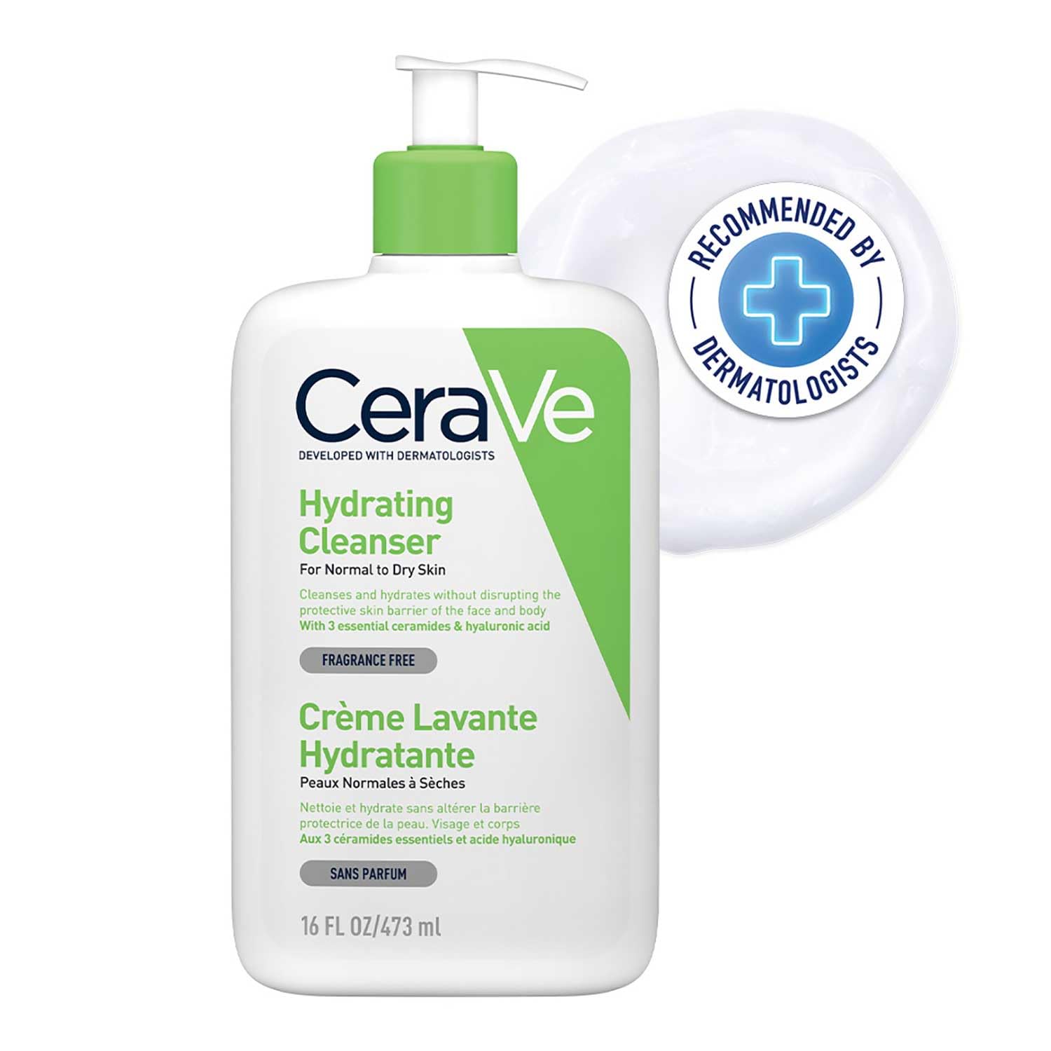 CeraVe Hydrating Cleanser for Normal to Dry Skin 473ml with Hyaluronic Acid & 3 Essential Ceramides