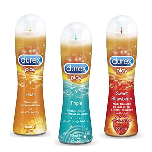 Durex play HEAT. FEEL and SWEET STROWBERRY lube gel 50ml x 3pcs