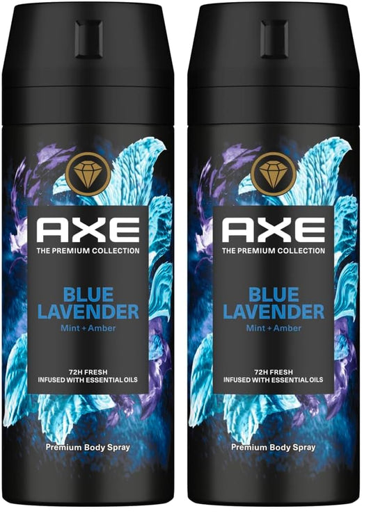 Axe The Premium Collection,Body Spray for Men, Blue Lavendar,for fine body fragance & 72H odor protection deodorant, 150ml (Pack of 2)