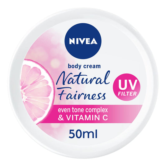 NIVEA Body Cream Even Tone, Natural Fairness Complex & Vitamin C, All Skin Types, Jar 50ml