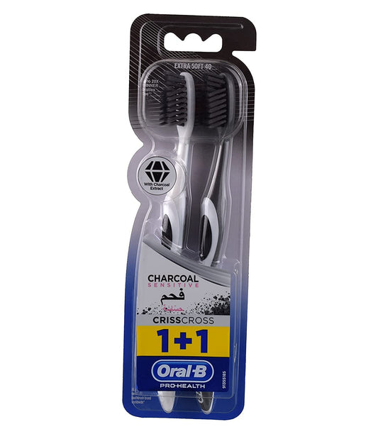 Oral-B Charcoal Sensitive Toothbrushes Set of 2 Pieces Extra Soft 40 - Multi Color