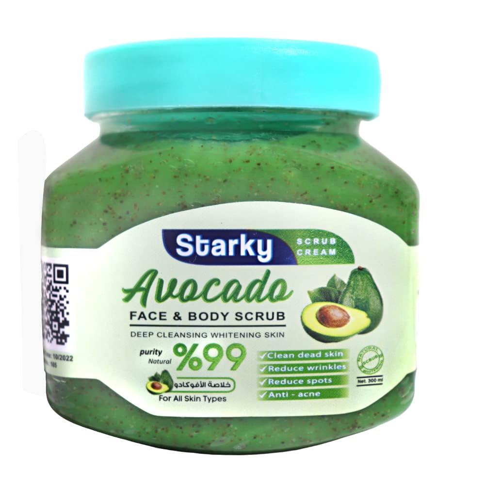 Starky scrub cream face & body scrub deep cleansing whitening skin with avocado for all skin types-300ml