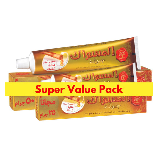 Dabur Miswak Gold Toothpaste Value Pack | Al Arak Extracts | For Strong Teeth & Healthy Gums - 170gm + 75gm