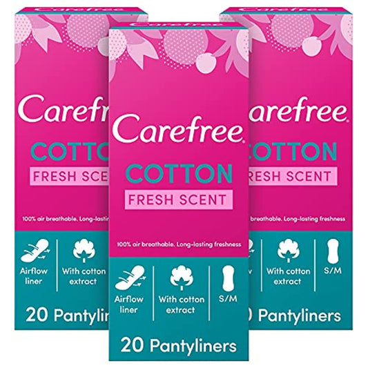 Carefree Cotton Fresh Scent 20 Panty Liners Set of 3
