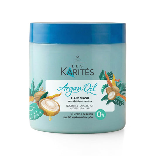 Les Karités Argan Oil Hair Mask (475ml) - Intensive Repair Treatment for Damaged Hair - 0% Silicone & Paraben - Enriched with Argan, Shea & Coconut Oils - Deep Hydration