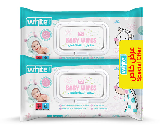 White Baby Wipes – 72 Sheets, Pack of 3; Daily Use Value Pack | Gentle & Nourishing with Aloe Vera & Vitamin E