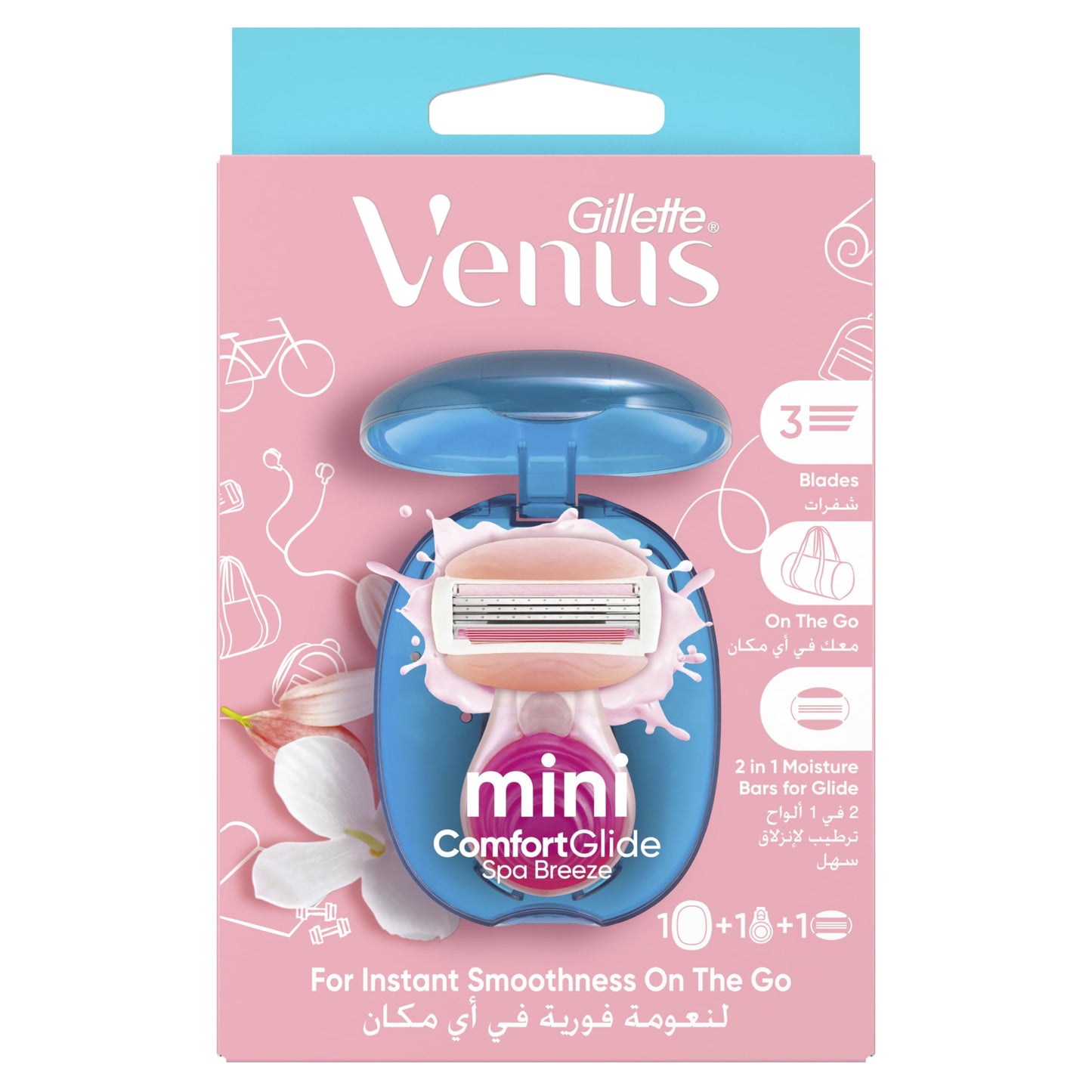 Gillette Venus ComfortGlide SPA Breeze Woman's Mini Travel Refillable Razor