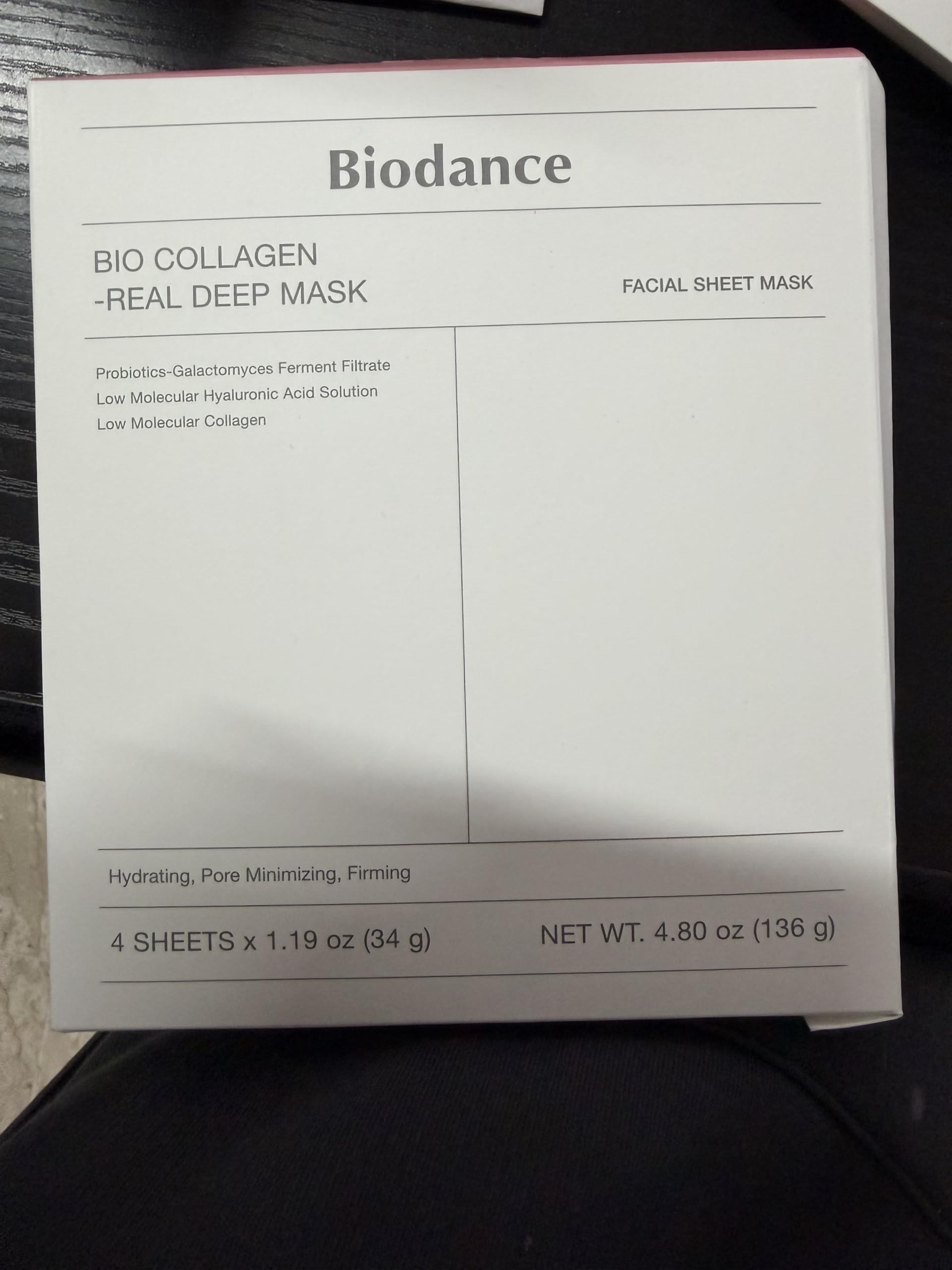 BIODANCE Bio Collagen Deep Face Mask, 4 Sheets, 34 g, Moisturizing and Firming with Hyaluronic Acid and Galactomycetes