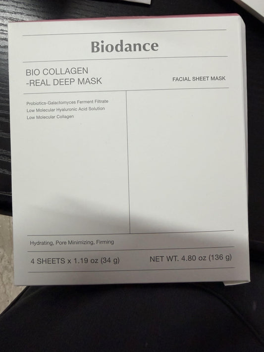 BIODANCE Bio Collagen Deep Face Mask, 4 Sheets, 34 g, Moisturizing and Firming with Hyaluronic Acid and Galactomycetes