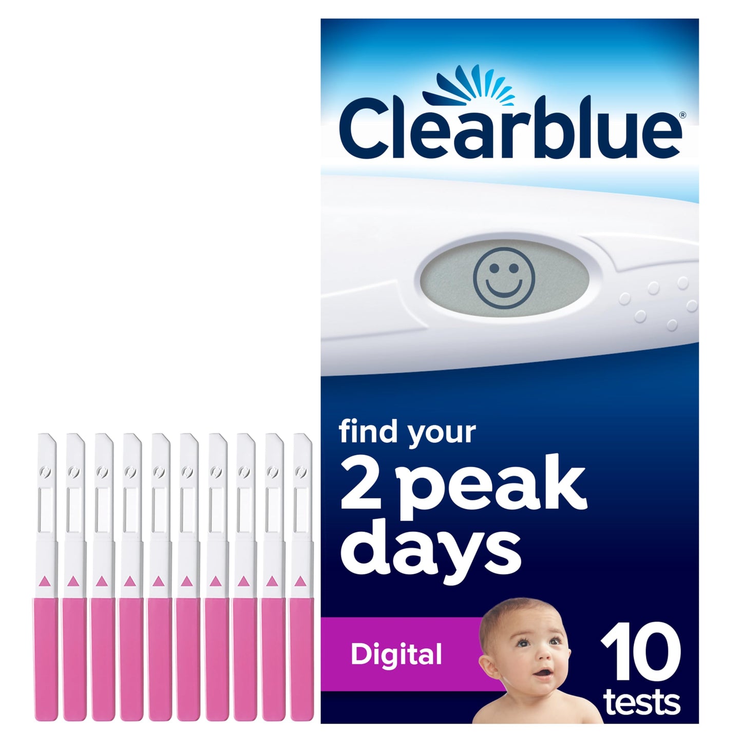 Easy@Home Clearblue Digital Ovulation Tests (OPK), Easy At Home Ovulation Test, 1 Digital Holder And 10 Tests, Proven To Increase The Chances Of Getting Pregnant Naturally, Packaging May Vary