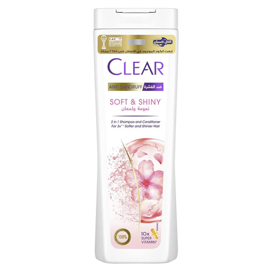 CLEAR Anti Dandruff 2IN1 Shampoo and Conditioner Soft & Shiny, for 3X softer and shiner hair, 360ML