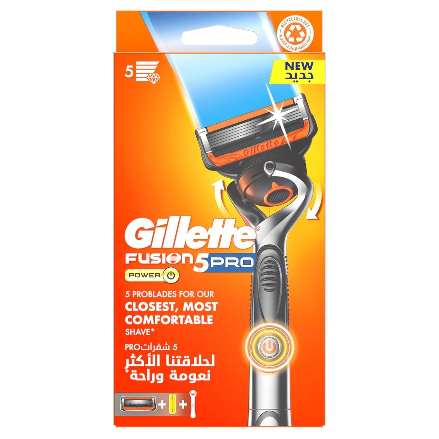 Gillette Fusion5 Power Men's Razor with FlexBall Handle Technology for Gillette's Best Shave – Packaging May Vary