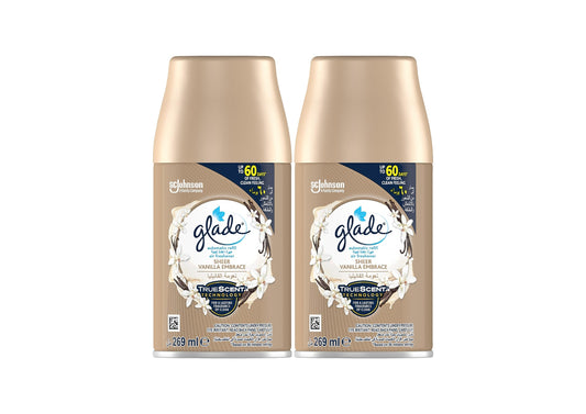 Glade Automatic Spray Refill Sheer Vanilla Embrace Air Freshener, For Up To 60 Days Of Automatic Freshness, 2 x 269ml