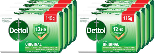 Dettol anti-bacterial bathing soap bar for effective germ protection, personal hygiene & odour protection, pine fragrance, 4 pieces 115g @20% off (Pack of 2)