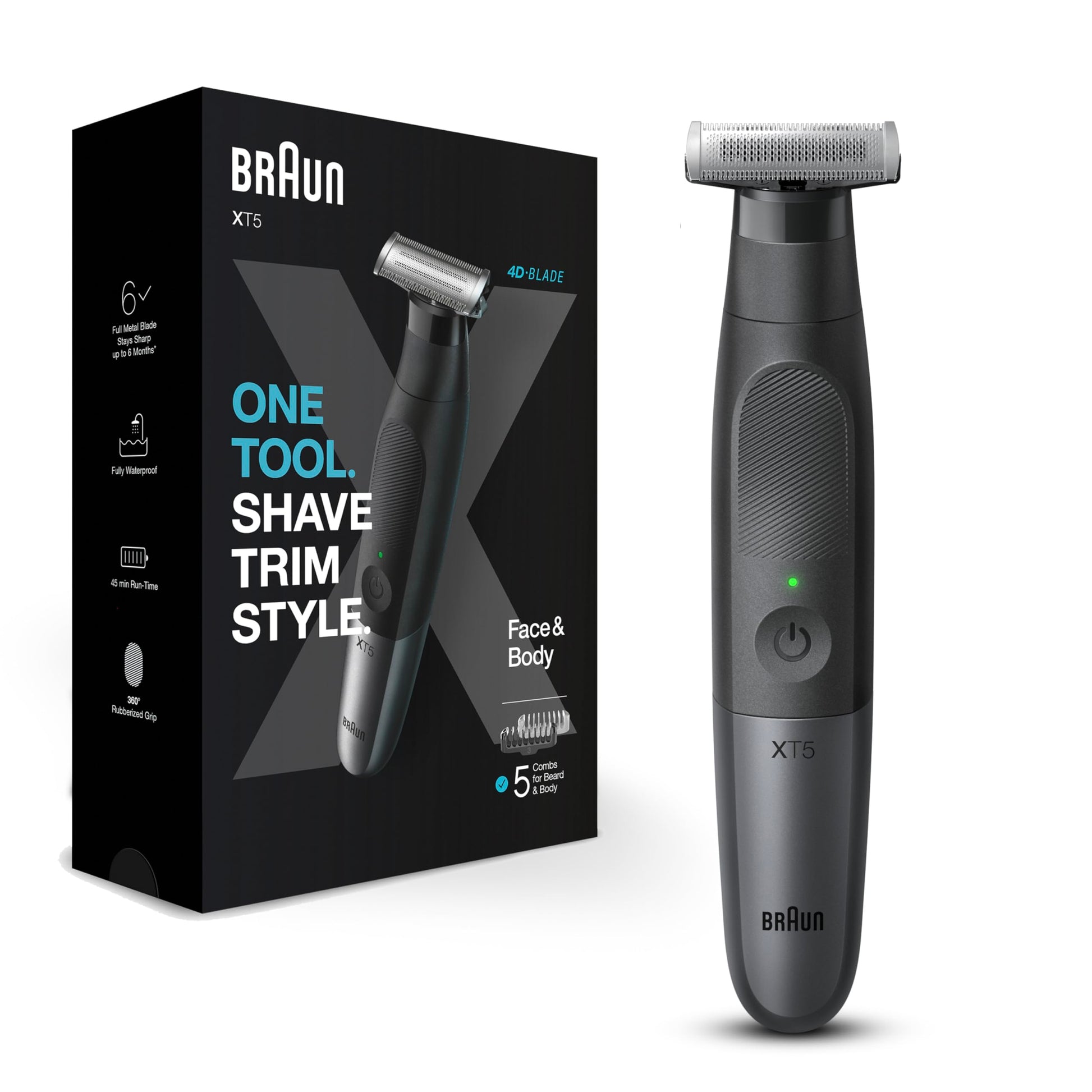 Braun Series X XT5100 Wet & Dry all-in-one tool with 5 attachments, Black/Silver