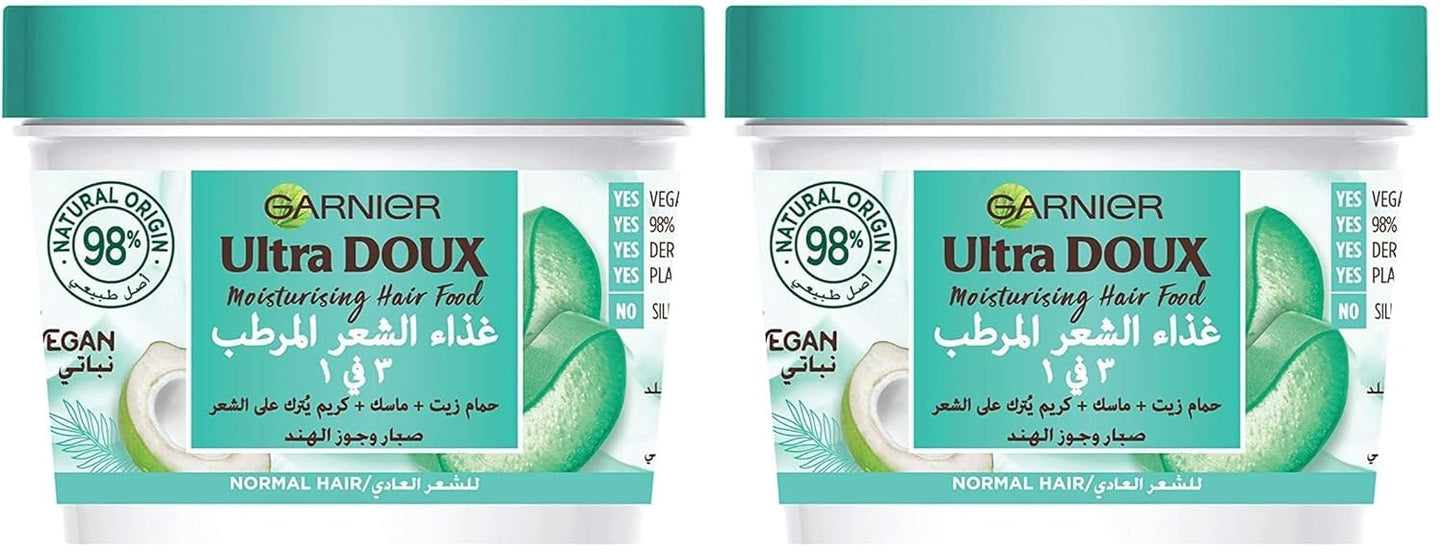 Garnier Ultra Doux Moisturising Aloe Vera 3-in-1 Hair, For Normal Hair, 390 ml (Pack of 2)