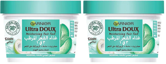 Garnier Ultra Doux Moisturising Aloe Vera 3-in-1 Hair, For Normal Hair, 390 ml (Pack of 2)