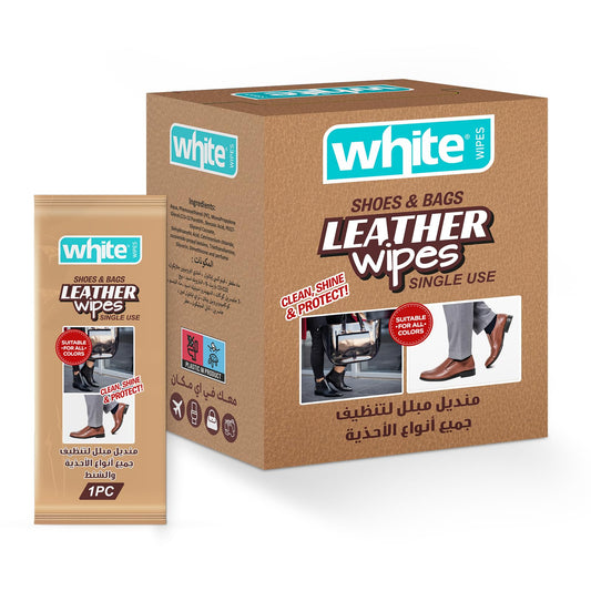White Leather & Shoe Wipes – 52 Sachets Individually Wrapped| Instant Shine & Care for All Leather Types & Colors