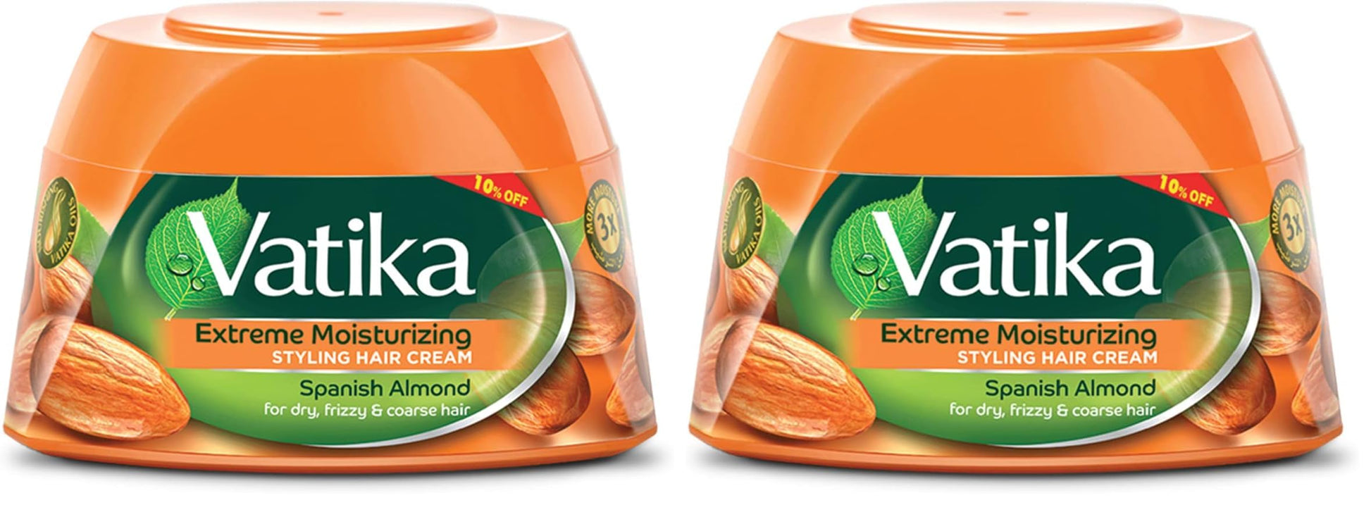 Vatika Naturals Extreme Moisturizing Style Hair Cream (125mL) + 10% OFF | Enriched with Spanish Almond Extracts | For Dry, Frizzy and Coarse Hair (Pack of 2)