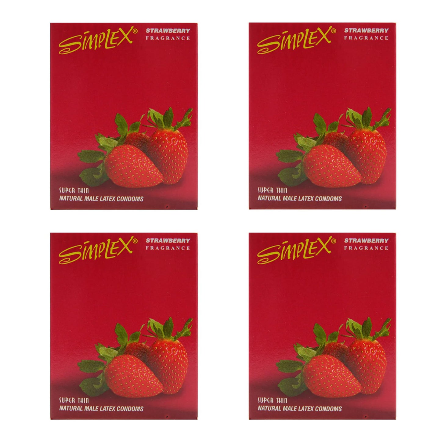.SIMPLEX STRAWBERRY CONDOM - 4 Packs of 3 condoms