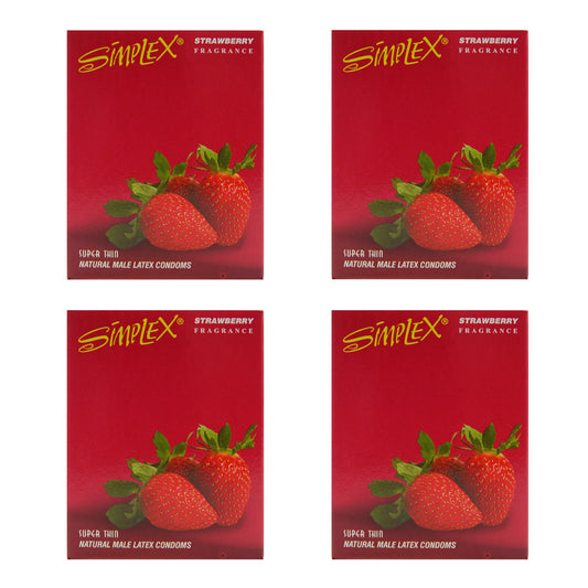 .SIMPLEX STRAWBERRY CONDOM - 4 Packs of 3 condoms