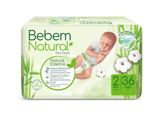 Bebem Natural - Baby Diapers - Twin Pack - Mini Size 2 - 36 Pieces
