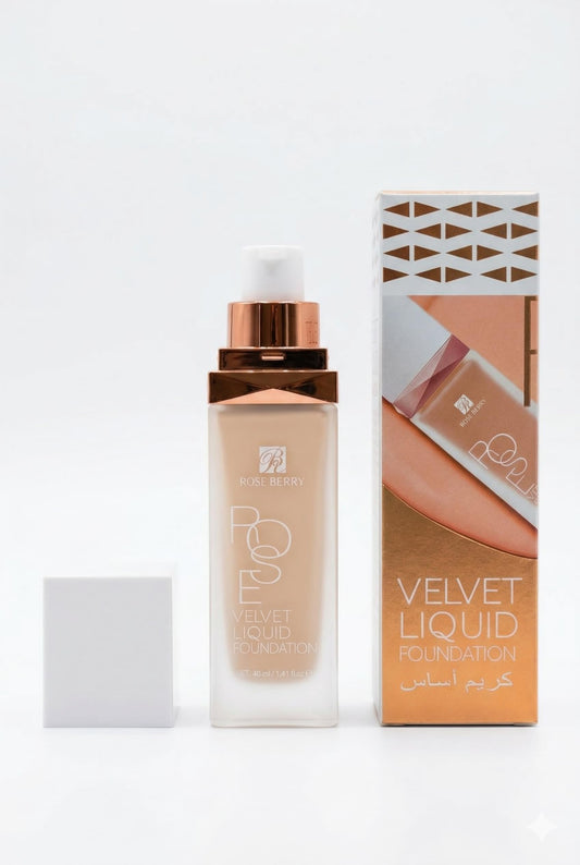Rose Berry Velvet Liquid Foundation, Moisturized & Essence Double Effect, 40ml, Shade Beige
