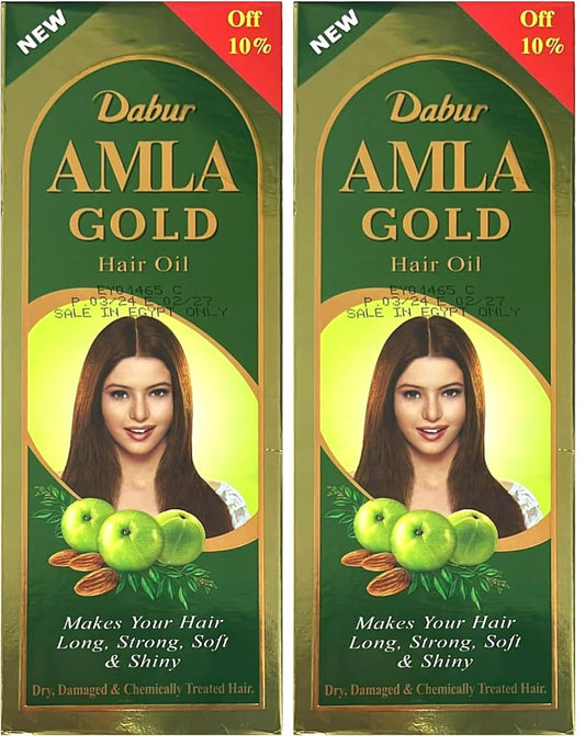 Dabur Amla Gold Hair Oil (90mL) | Natural Extract of Almond and Henna | Promotes Hair Growth | For Dry, Damaged and Chemically Treated Hair (Pack of 2)