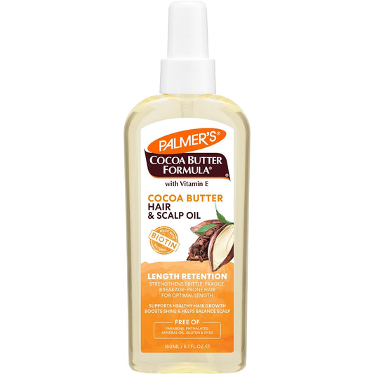 Palmer's Cocoa Butter & Biotin Length Retention Hair and Scalp Oil, 5.1 Ounce (Packaging May Vary)