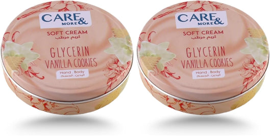 Care & More soft Cream glycerin Vanilla & Cookies 125 Ml (Pack of 2)