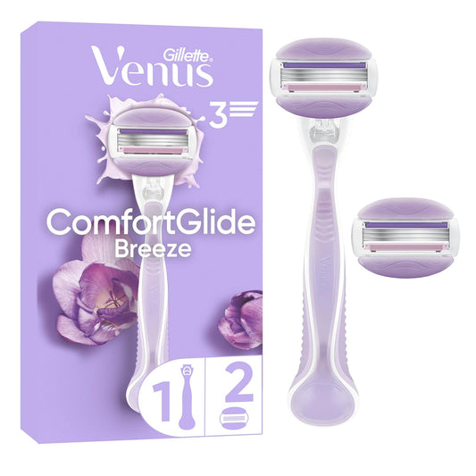 Gillette Venus Comfort Glide Breeze 2-in-1 Razor Handle For Women With 2 Blade Refills