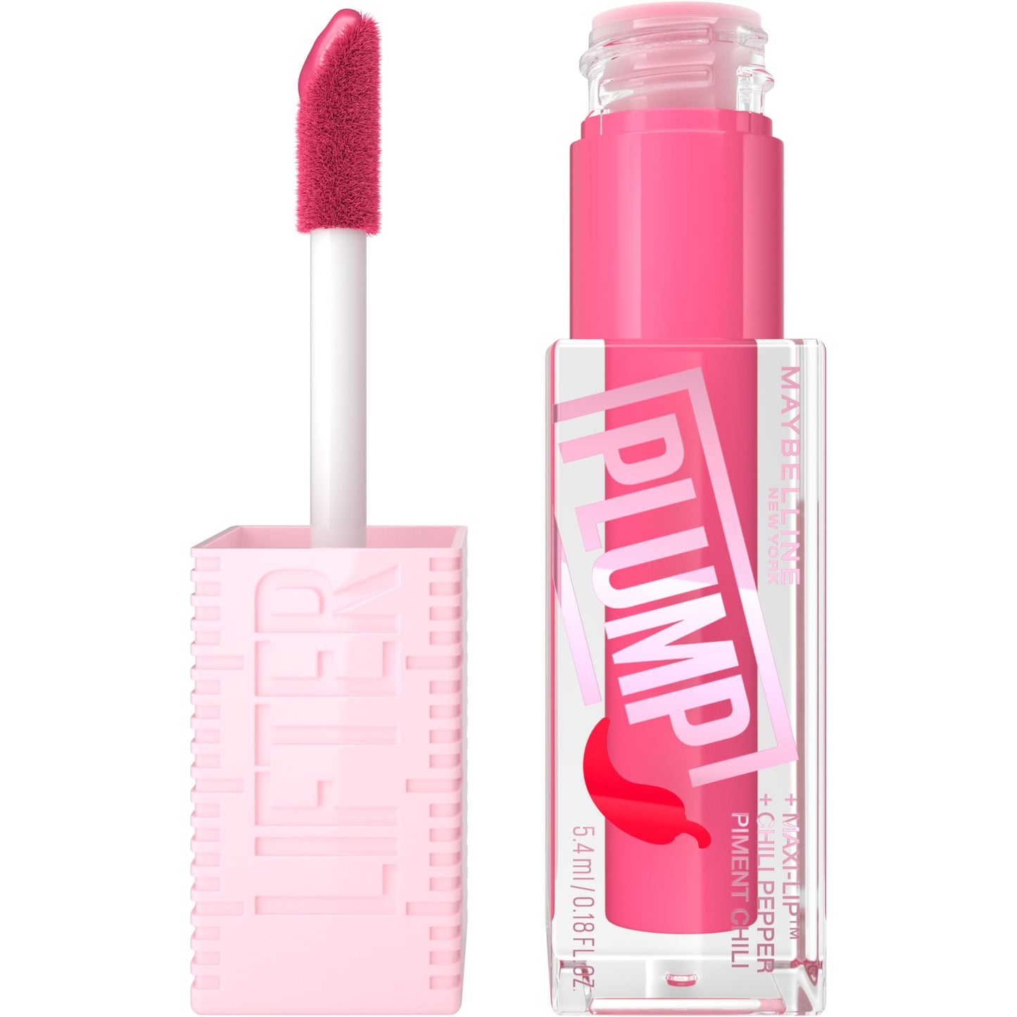 MAYBELLINE New York LIFTER PLUMP PLUMPING LIP GLOSS WITH CHILI PEPPER, INTENSE HYDRATION & LASTING PLUMP, 003 PINK STING