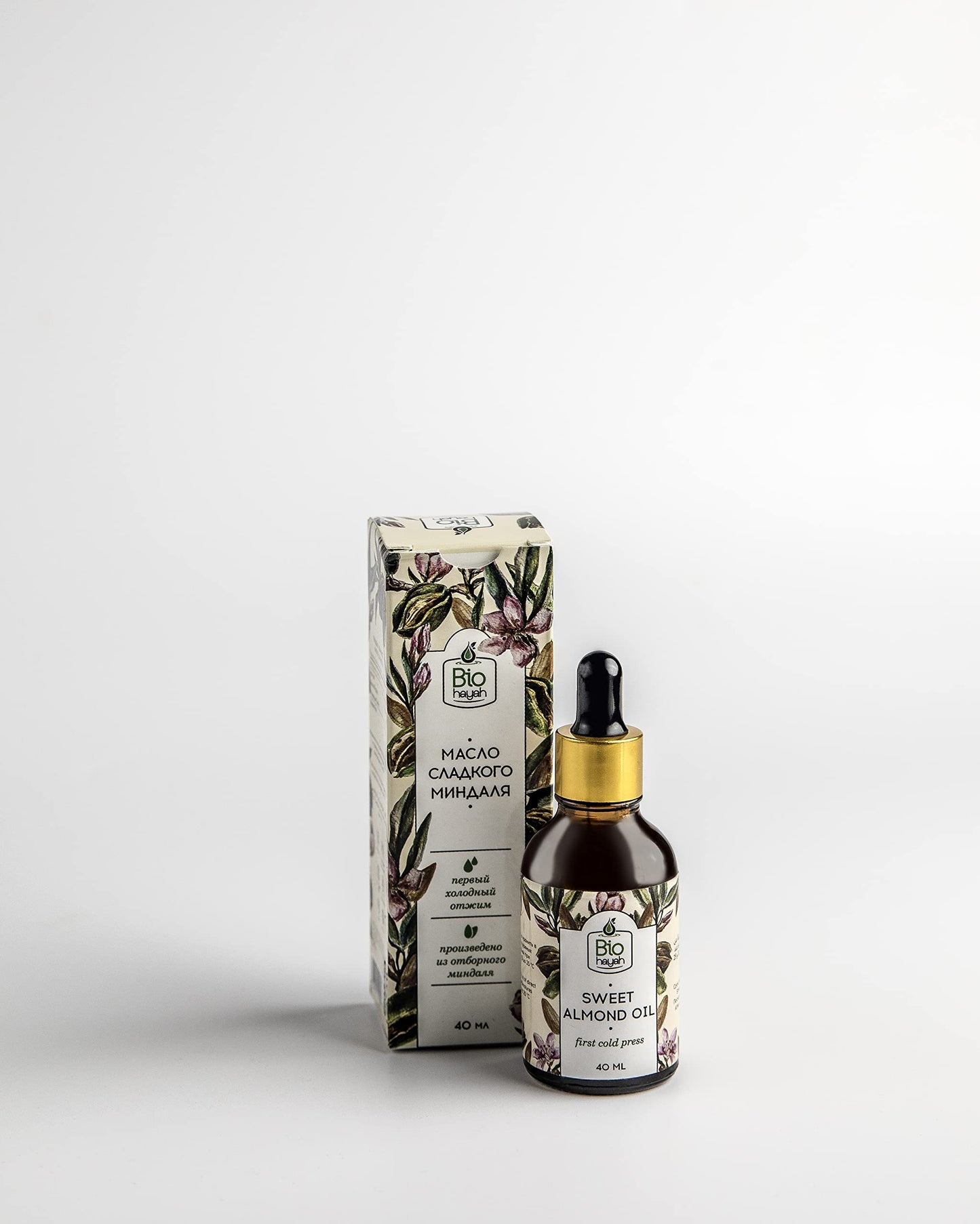 Biohayah 100% Pure Sweet Almond Oil 40ml | Cold-Pressed & Unrefined | Natural Moisturizer for Skin, Hair & Scalp | Lightweight Daily Care