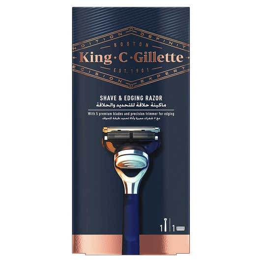 King C. Gillette Men’s 5 Blade Shave and Edging Razor with Built In Single Blade Precision Trimmer and Premium Handle
