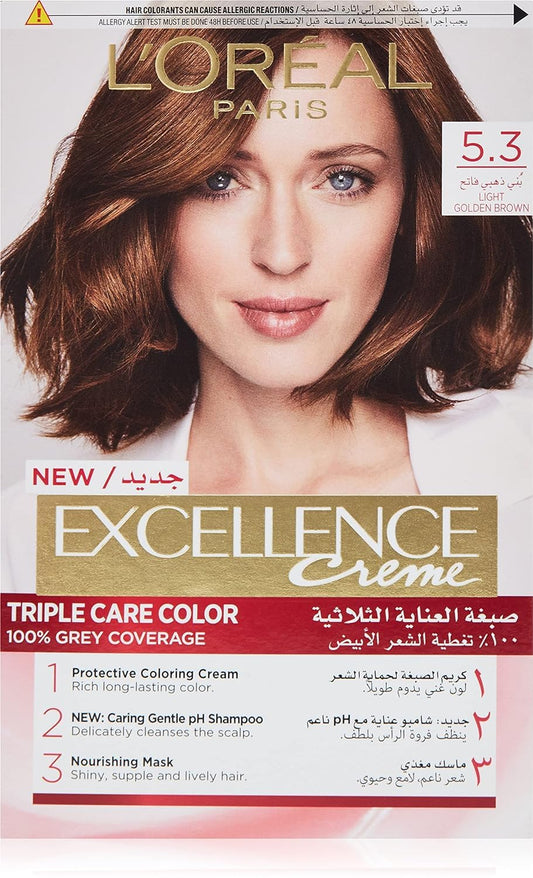 L’Oréal Paris Excellence 5.3 Light Golden Brown Hair Color - Packaging May Vary