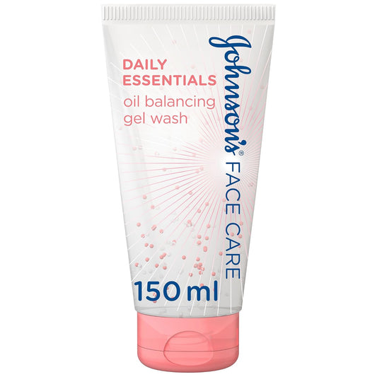 Johnson's Daily Essentials Oil Balancing Gel Wash 150ml – With Glycerin & Microbeads, Removes Dirt, Oil & Makeup, For Combination Skin