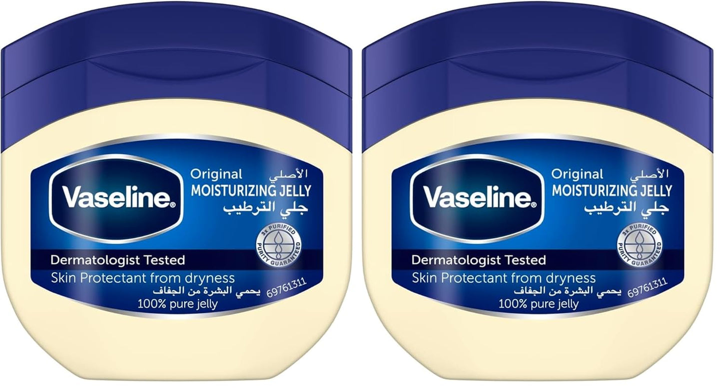 Vaseline Original Healing Jelly With triple purified formula skin protectant from dryness 50G (Pack of 2)