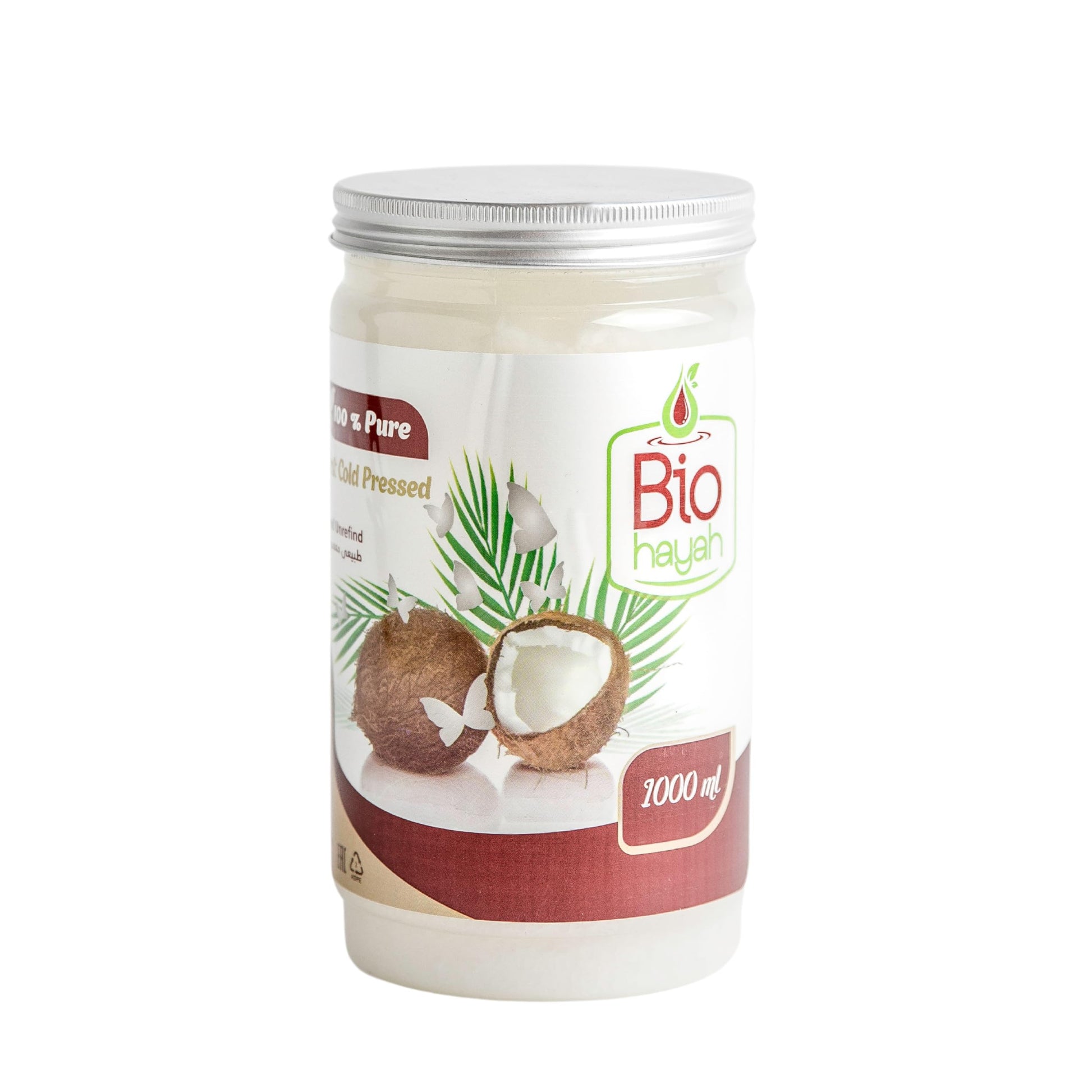 Biohayah Organic Virgin Coconut Oil 1000ml | 100% Pure Cold-Pressed | Natural Moisturizer for Skin, Hair & Body | Multi-Purpose Family Care