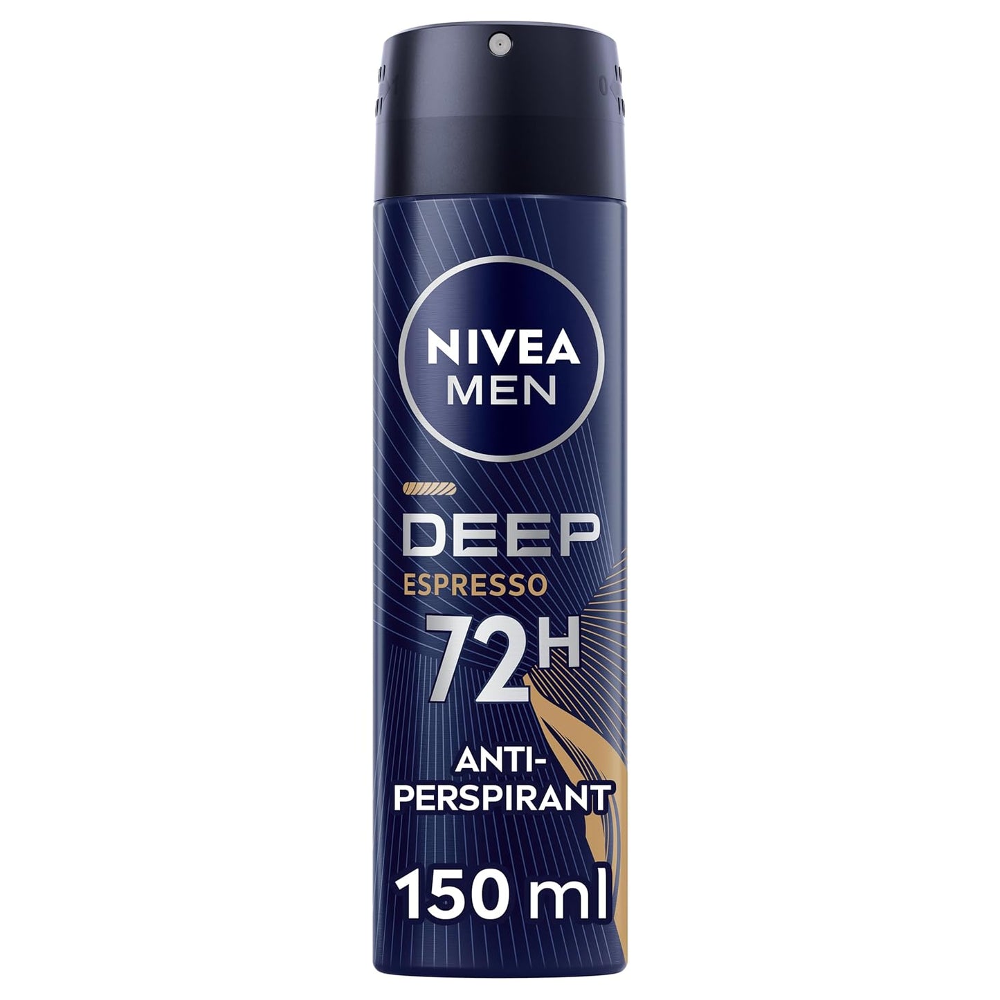 NIVEA MEN Deep Espresso Spray 150ml, with Black Carbon, 72H Sweat & Odor Protection, Energizing Espresso Scent