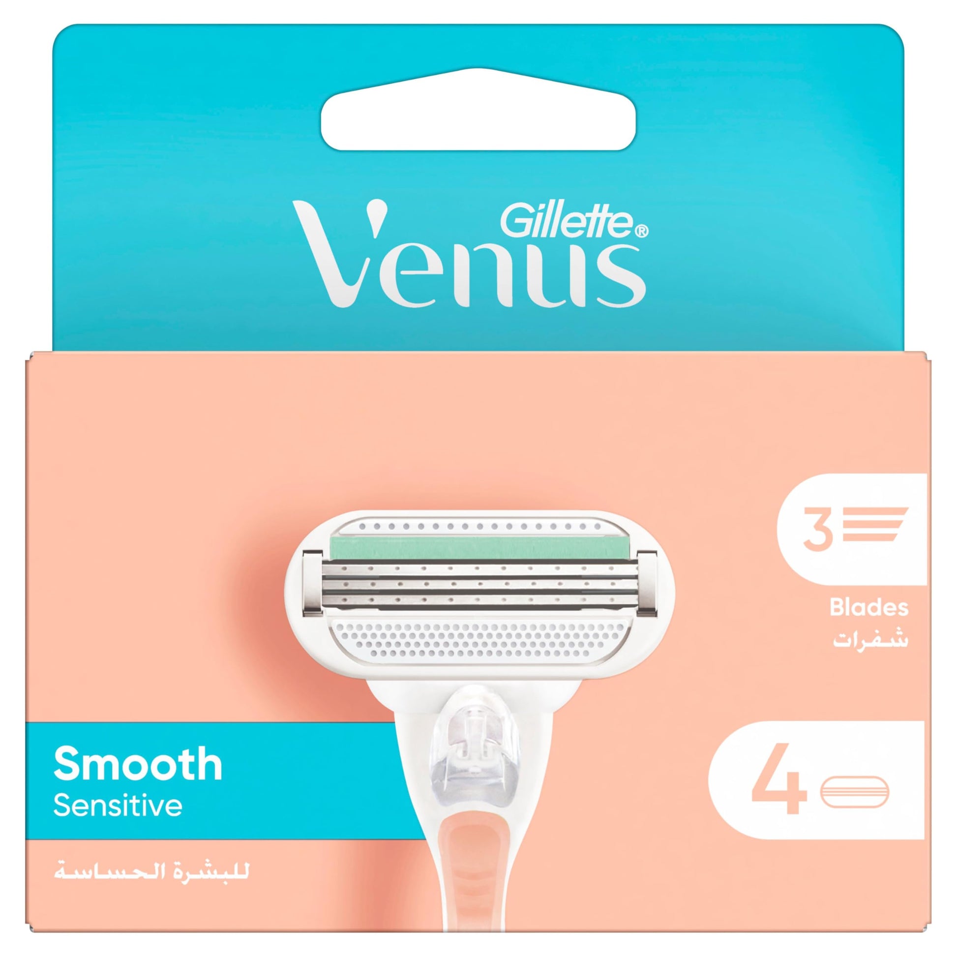 Gillette Venus Smooth Sensitive Women's Razor Blade Refills, 4 count