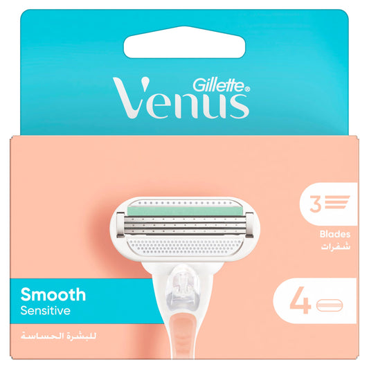 Gillette Venus Smooth Sensitive Women's Razor Blade Refills, 4 count