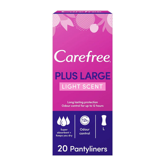 Carefree Panty Liners,Plus Large, Light Scent, Pack of 20