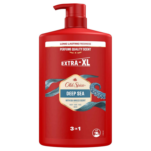 Old Spice Deep Sea Men’s Shower Gel & Shampoo 1000ml Multi-Use 3-in-1 Hair-Face-Body Wash. Long Lasting Fresh, Perfume Quality Scent