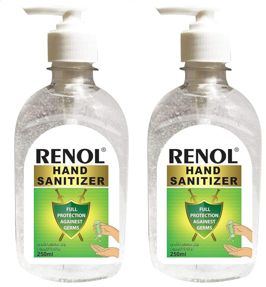 Renol hand sanitizer gel with lemon fragrance - 250 ml (Pack of 2)