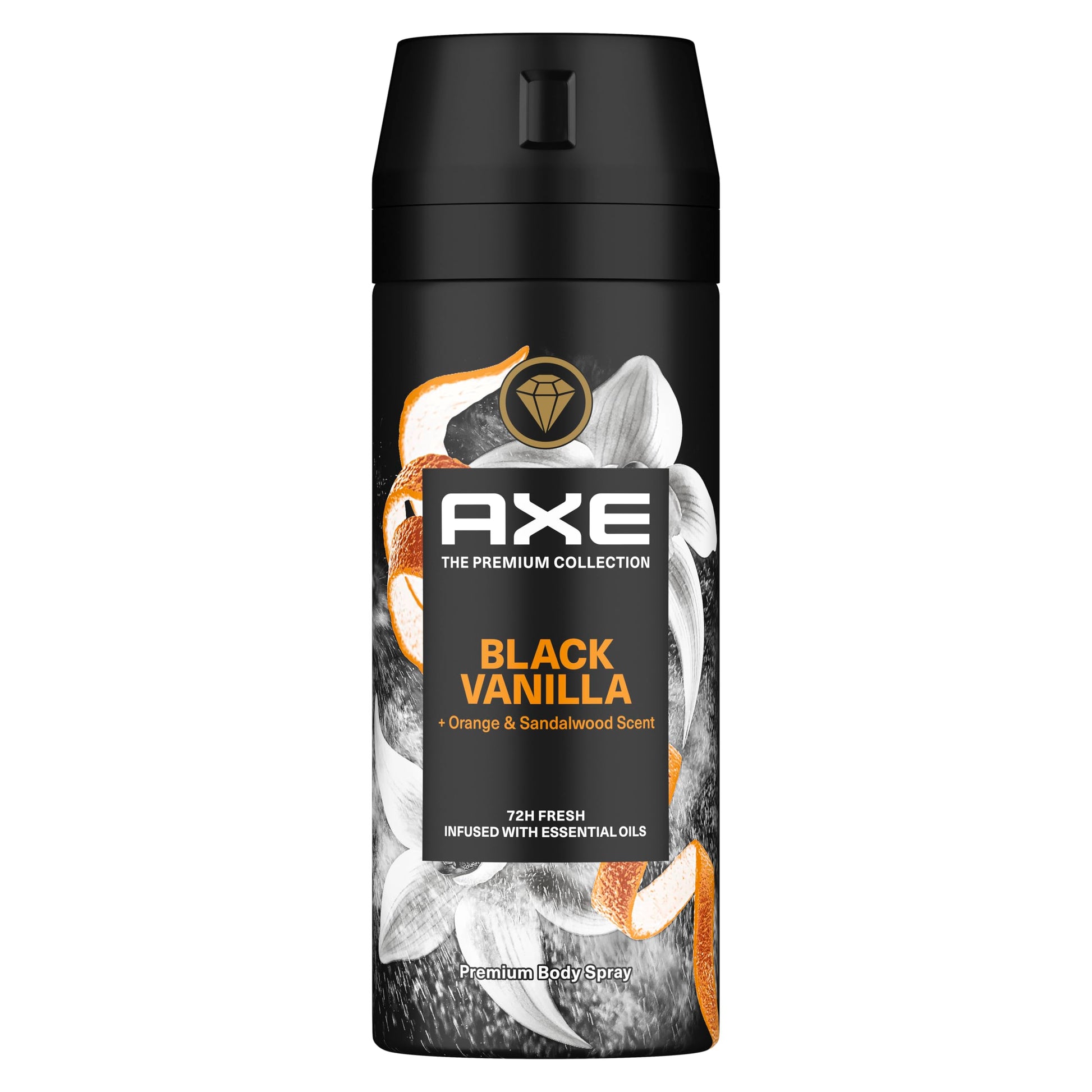 Axe The Premium Body Spray Collection for Men, Black Vanilla, Orange and Sandalwood Scent, Up to 72H Fresh, Aluminium Free, 150ml