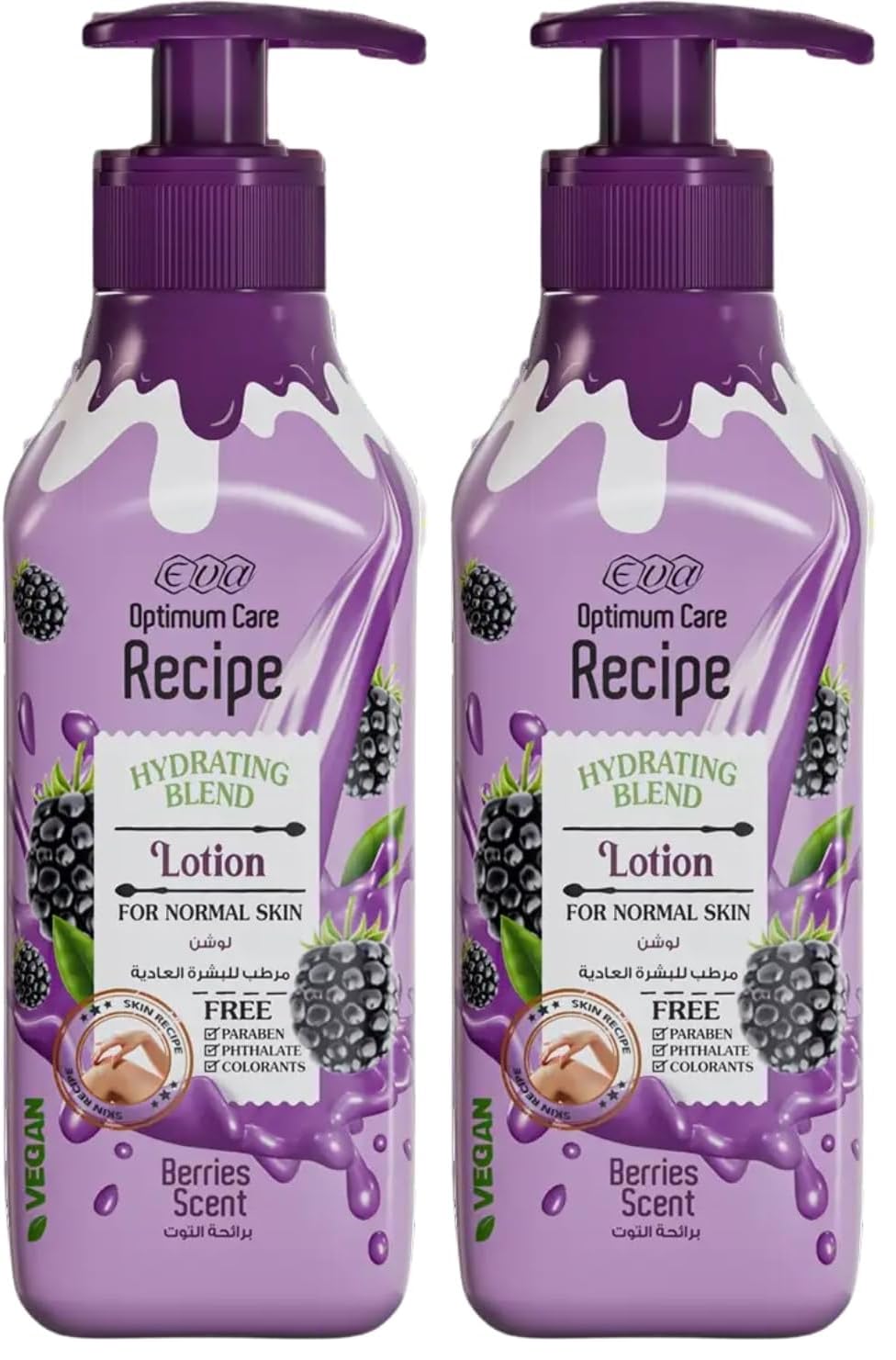 Eva Cosmetics Optimum Care Recipe Hydrating Blend Lotion For Normal Skin - Berries Scent 370 Ml (Pack of 2)
