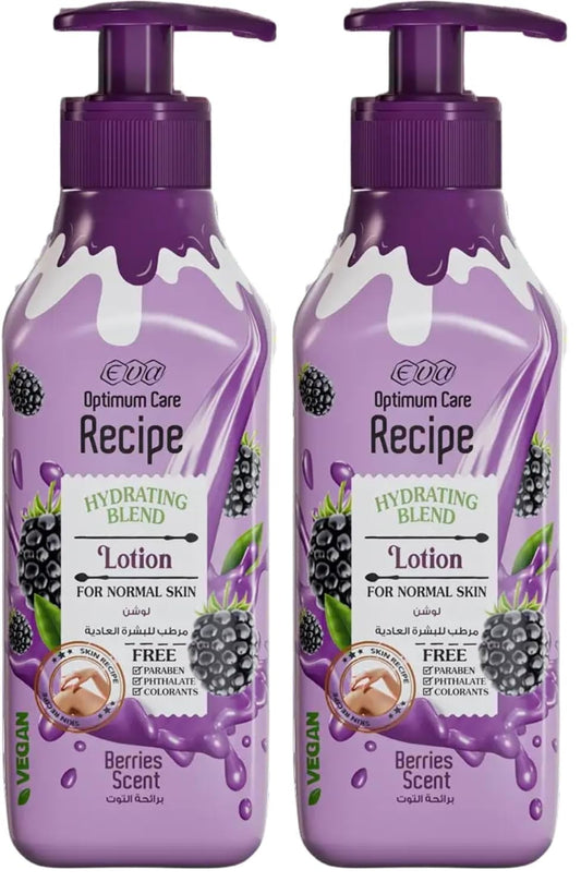 Eva Cosmetics Optimum Care Recipe Hydrating Blend Lotion For Normal Skin - Berries Scent 370 Ml (Pack of 2)