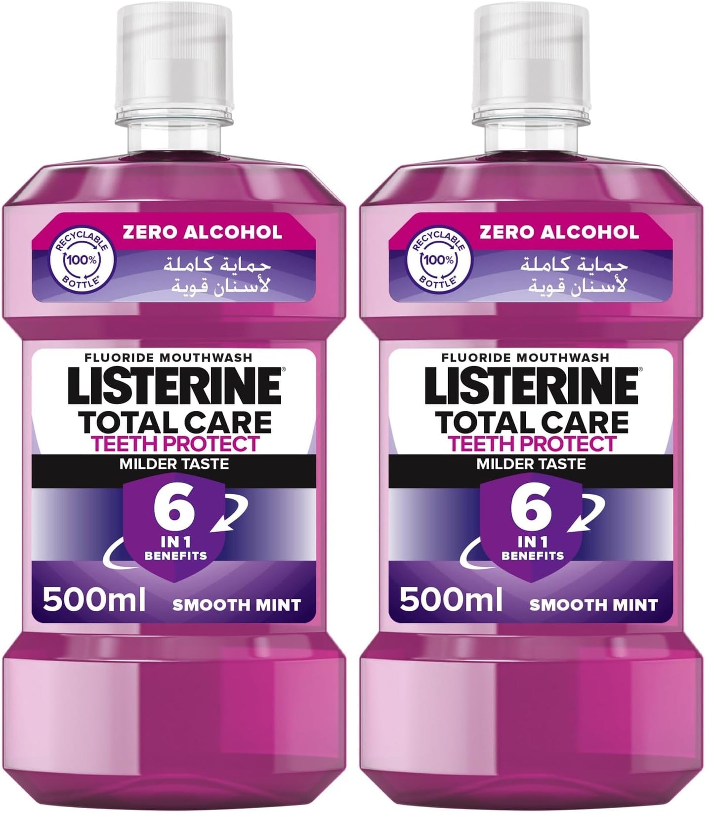 LISTERINE Mouthwash, Total Care, Milder Taste, 500ml (Pack of 2)